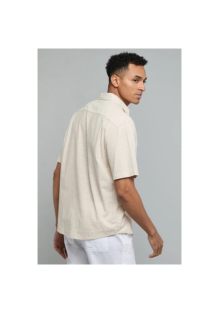 R&b  Striped Shirt with Classic Collar and Short Sleeves for Men | Best Price UAE