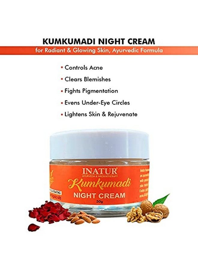 INATUR Kumkumadi Night Cream ; Light Weight ; Noncomedogenic ; Improves Skin Texture ; Clears Complexion ; Fights Pigmentation ; Lightens & Rejuvenates Skin ; 50G  - Image 3