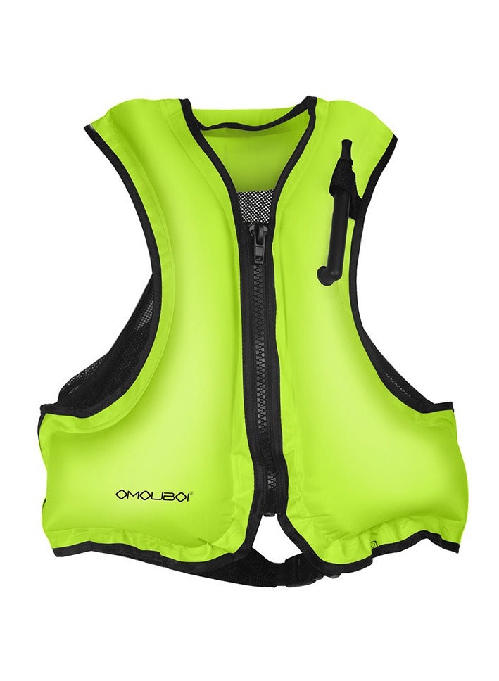 Generic Direct Supply Inflatable Children Adult Life Jacket Buoyancy Vest Surfing Drifting Swimming Auxiliary Suppliesfluorescent green fluorescent green