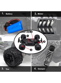 Arabest Remote Control Car - 20km/h 2.4GHz High Speed RC CarsOff Road Hobby RC Racing Car with 2 Rechargeable Batteries & LedLights, Toy Car Gift for 3 4 5 6 7 8 Year Old Boys Girls Kids  - Image 4