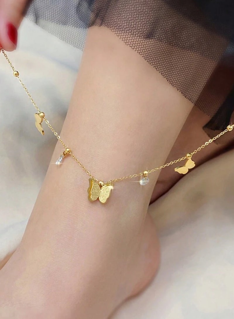Equal Amazing Women's Stainless Steel Gold Plated Anklet - Image 1