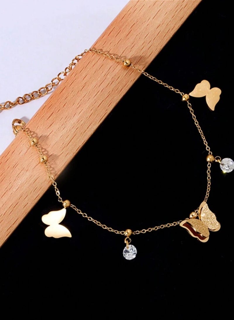 Equal Amazing Women's Stainless Steel Gold Plated Anklet - Image 2