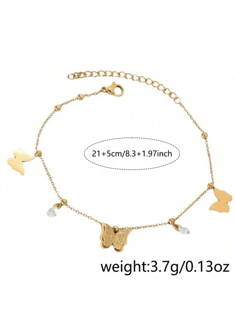 Equal Amazing Women's Stainless Steel Gold Plated Anklet - Image 3