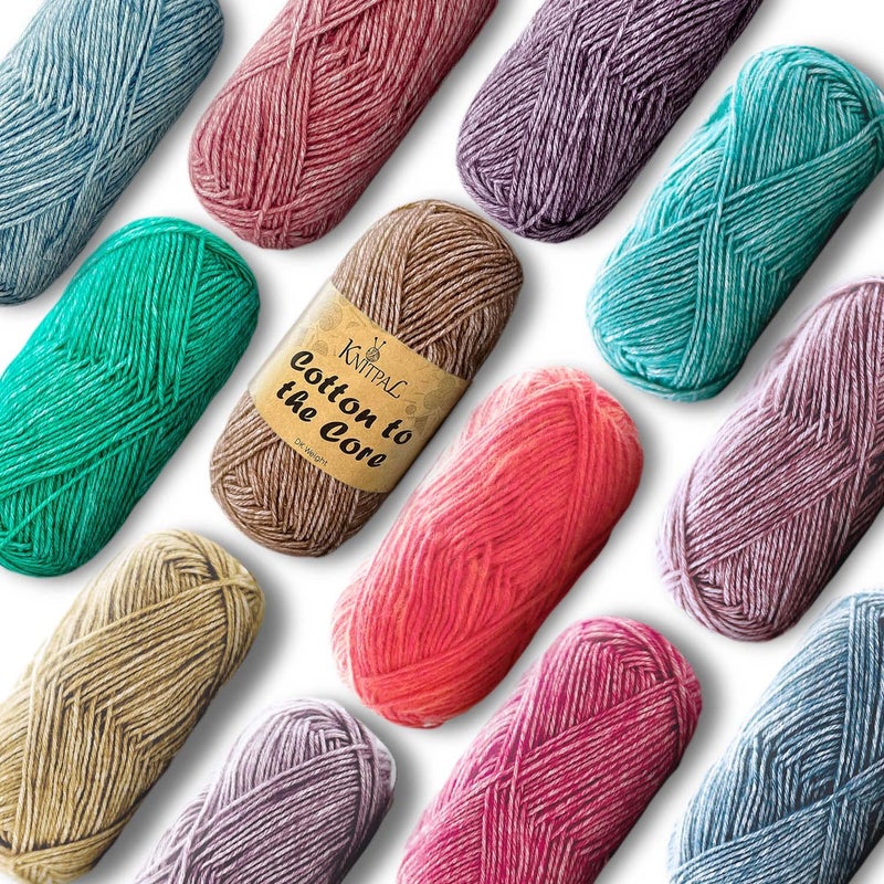 Cotton to The Core Cotton Yarn for Crocheting 12 Skeins 1704Yds600G Free Patterns  Soft Baby Yarn for Knitting  3 DK Light Worsted Weight  Jewel Pack