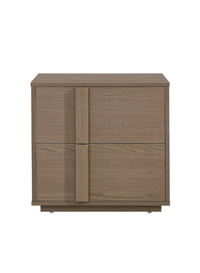 DANUBE HOME طاولة جانبية بأدراجين أليسون - تخزين غرفة نوم من خشب البلوط الطبيعي، طاولة بجانب السرير، خشب مصنّع، تشطيب ملامين أنيق، مثالية لتنظيم غرفة نومك - L50xW39.5xH48.5cm - Image 2