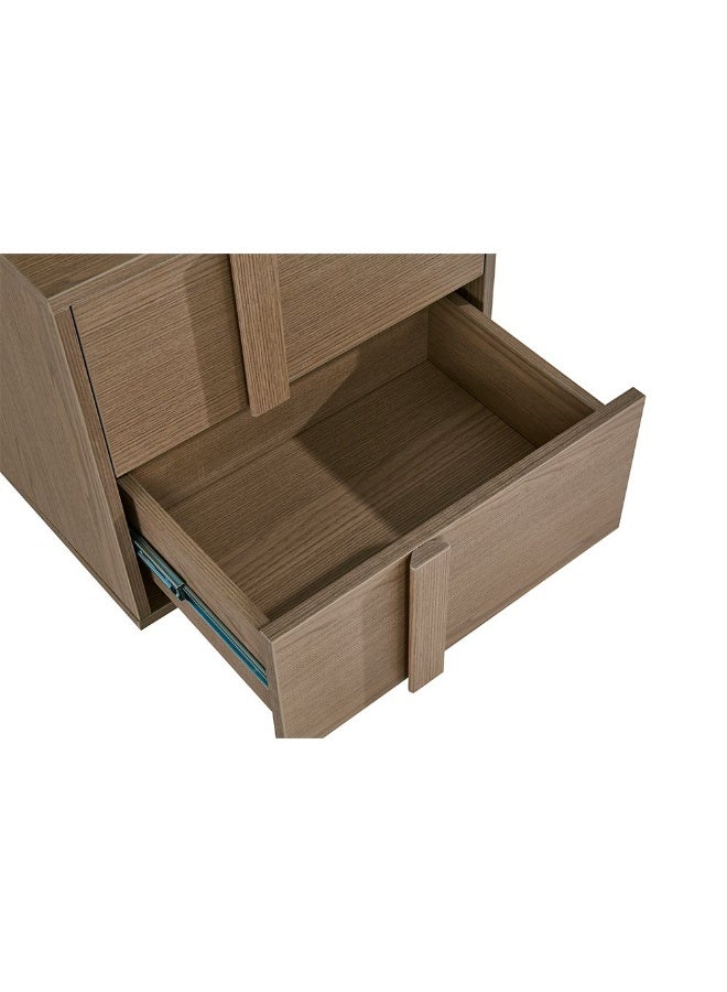 DANUBE HOME طاولة جانبية بأدراجين أليسون - تخزين غرفة نوم من خشب البلوط الطبيعي، طاولة بجانب السرير، خشب مصنّع، تشطيب ملامين أنيق، مثالية لتنظيم غرفة نومك - L50xW39.5xH48.5cm - Image 4