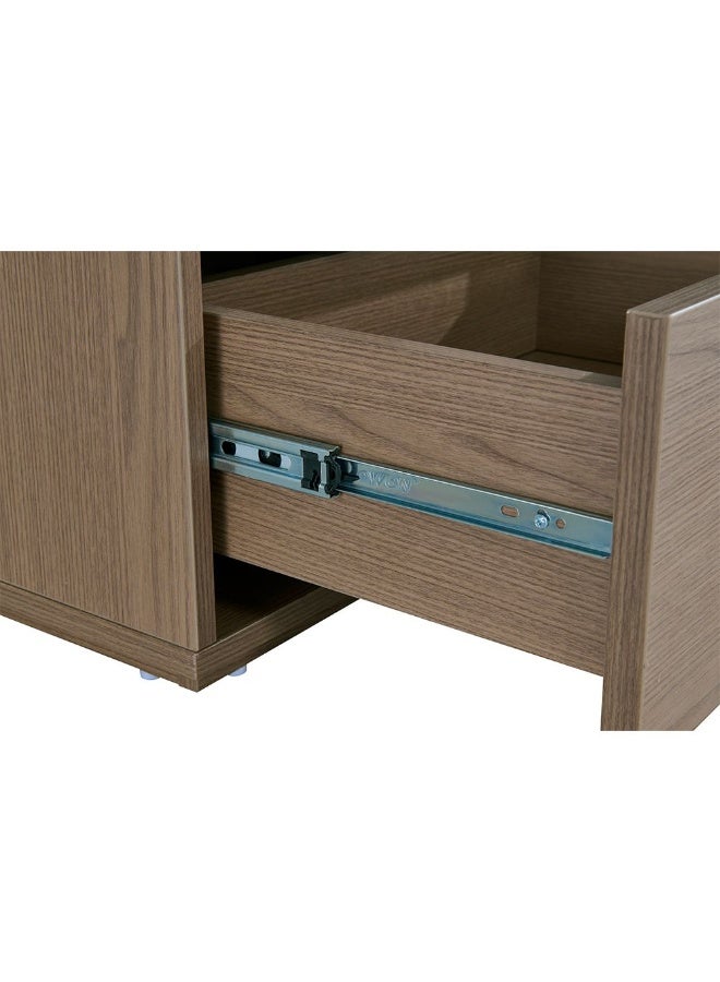 DANUBE HOME طاولة جانبية بأدراجين أليسون - تخزين غرفة نوم من خشب البلوط الطبيعي، طاولة بجانب السرير، خشب مصنّع، تشطيب ملامين أنيق، مثالية لتنظيم غرفة نومك - L50xW39.5xH48.5cm - Image 3