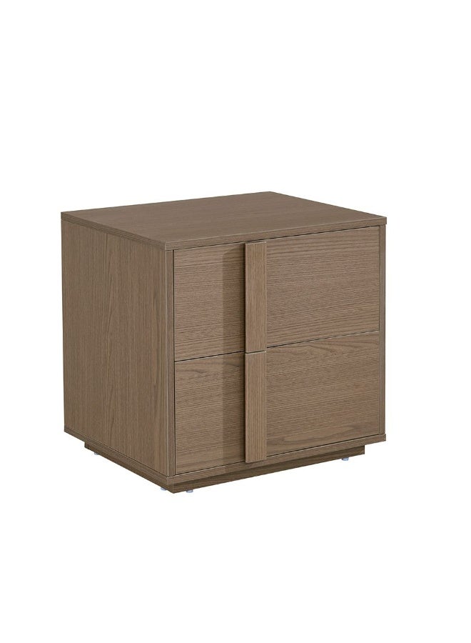DANUBE HOME Allison 2 Drawers Nightstand - Natural Oak Bedroom Storage Bedside Table, Engineered Wood, Stylish Melamine Finish, Ideal for Organizing Your Bedroom - L50xW39.5xH48.5cm - Image 1