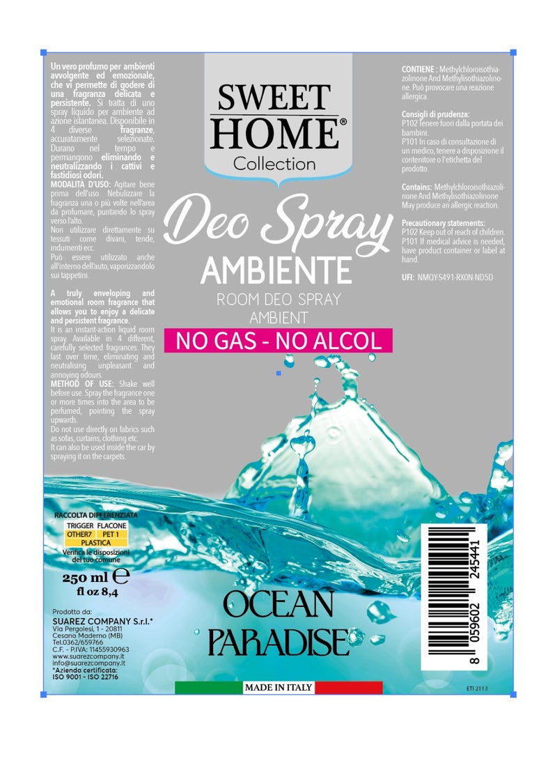 Sweet Home بخاخ ديو Sweet Home - جنة المحيط، 250 مل | معطر غرف و أقمشة يدوم طويلاً | رائحة بحرية ومنعشة للمنزل، المكتب، غرفة النوم والمساحات المعيشية | رائحة منعشة ومهدئة - Image 2