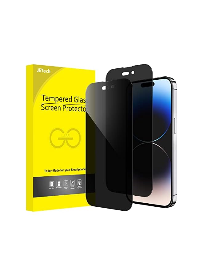 جي تيك واقي شاشة بتغطية كاملة للخصوصية لهاتف iPhone 14 Pro Max مقاس 6.7 بوصة، غشاء زجاجي مقوى مضاد للتجسس، حماية من الحافة إلى الحافة، مناسب للجراب، عبوة من قطعتين - Image 1