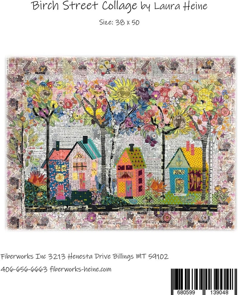 Fiberworks Birch Street Collage Laura Heine Fused Art Quilt Pattern, Finishes 38" x 50" - Image 2