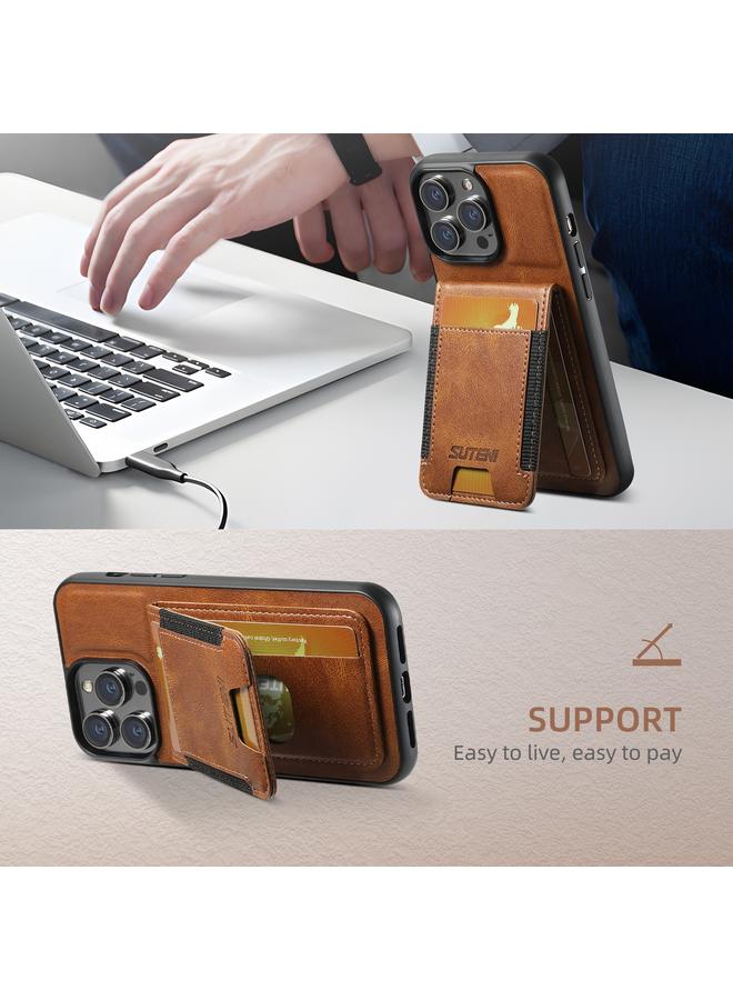 Suteni Case For iPhone 16 Pro H03 Oil Wax Leather Wallet Stand Back Phone Case - Image 4