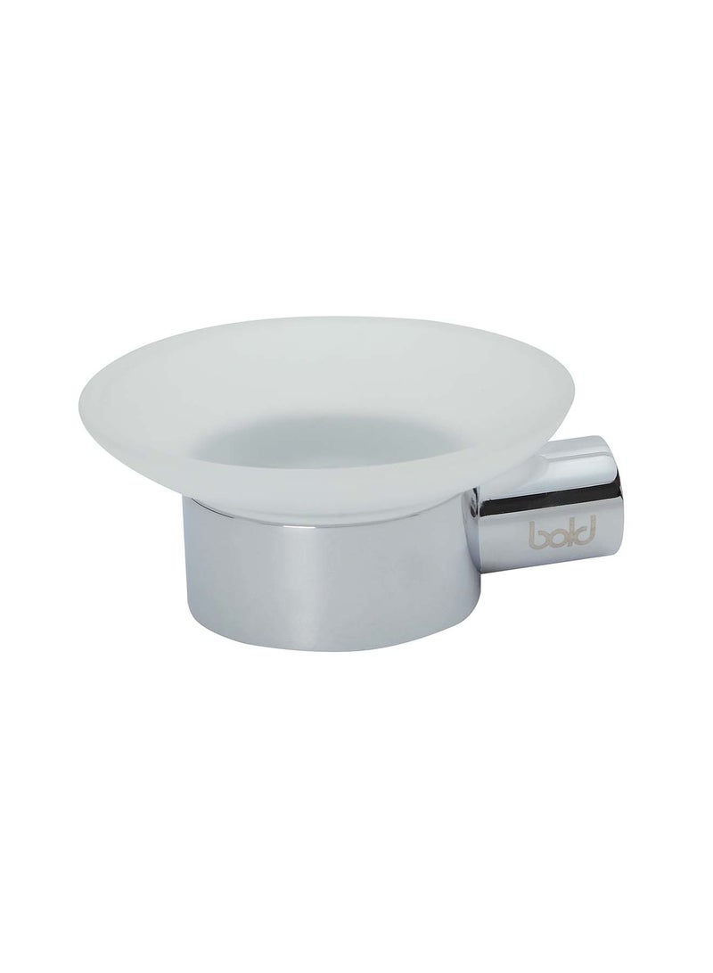 Bold O-Liya Soap Dish Holder – Premium Brass & Glass Construction, Rust-Proof, Modern Bathroom Accessories – Silver Finish - Image 1