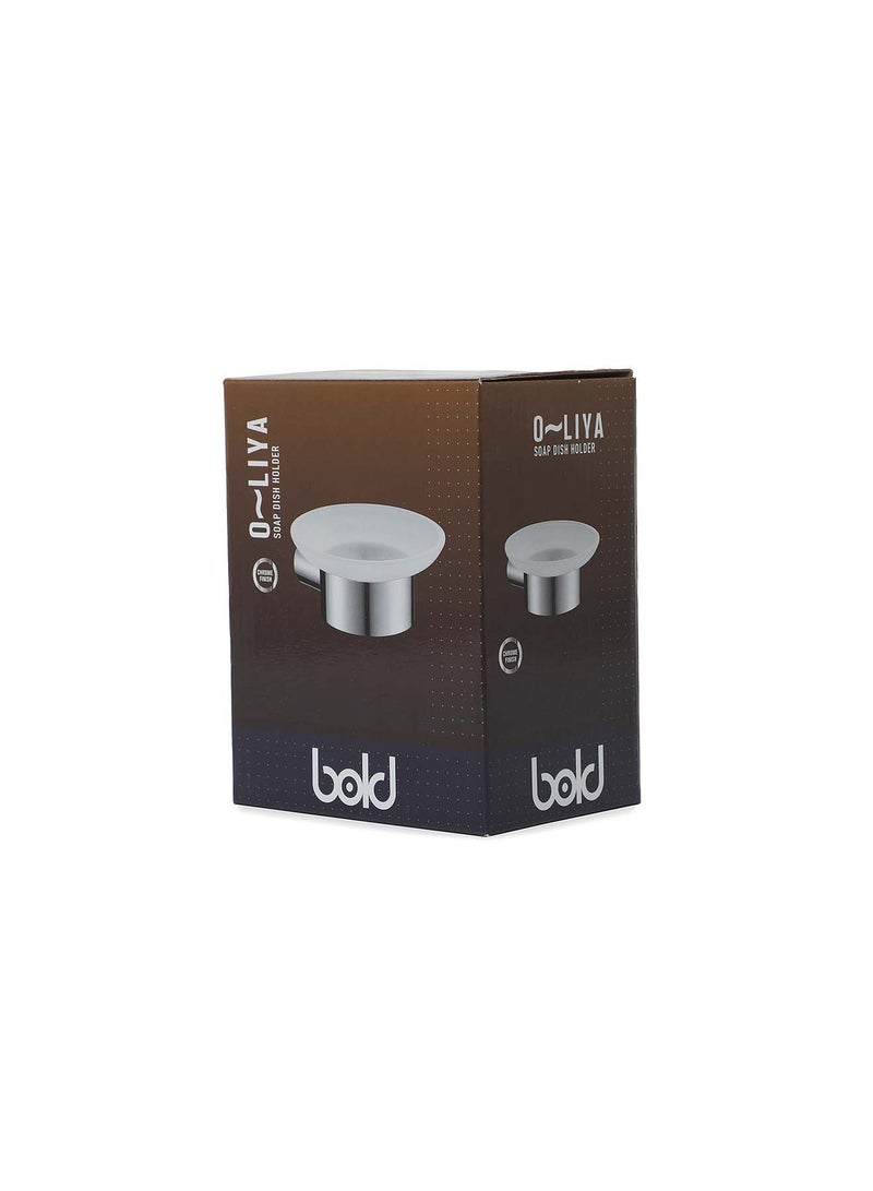 Bold O-Liya Soap Dish Holder – Premium Brass & Glass Construction, Rust-Proof, Modern Bathroom Accessories – Silver Finish - Image 3