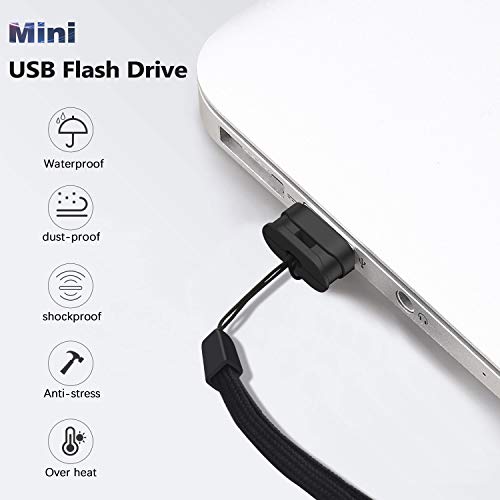 K&ZZ 32GB 2 Pack Ultra Fit USB Flash Drives Small Thumb Drive with Lanyard Low Profile USB Drive Mini Flash Drive 32 GB USB 2.0 Memory Stick Zip Drive, Black - Image 3