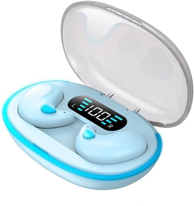 FOWOK FAFOUR Invisible Wireless Sleep Headphones IPX5 Waterproof Wireless Earbuds with Charging Case Bluetooth 5.3 Headphones Touch Control Hidden Headphones - Double Noise Cancelling (Blue) - Image 1