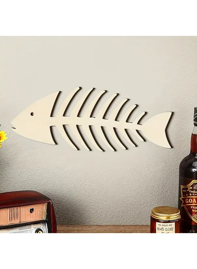 Minimalist Fishbone Ocean Plaque 1pc Wooden Wall Decor Rustic Vintage Handicraft - Image 5