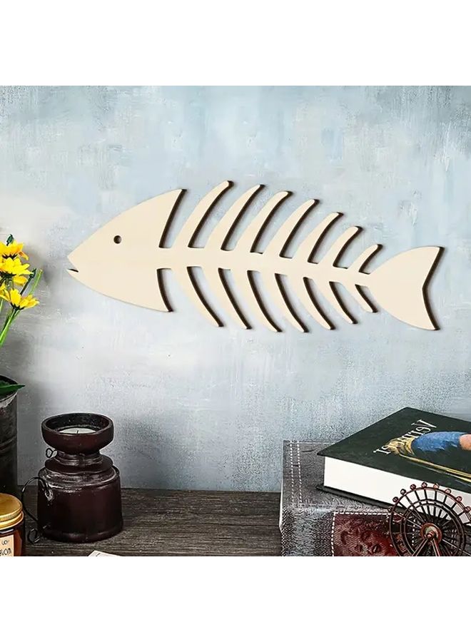 Minimalist Fishbone Ocean Plaque 1pc Wooden Wall Decor Rustic Vintage Handicraft - Image 2