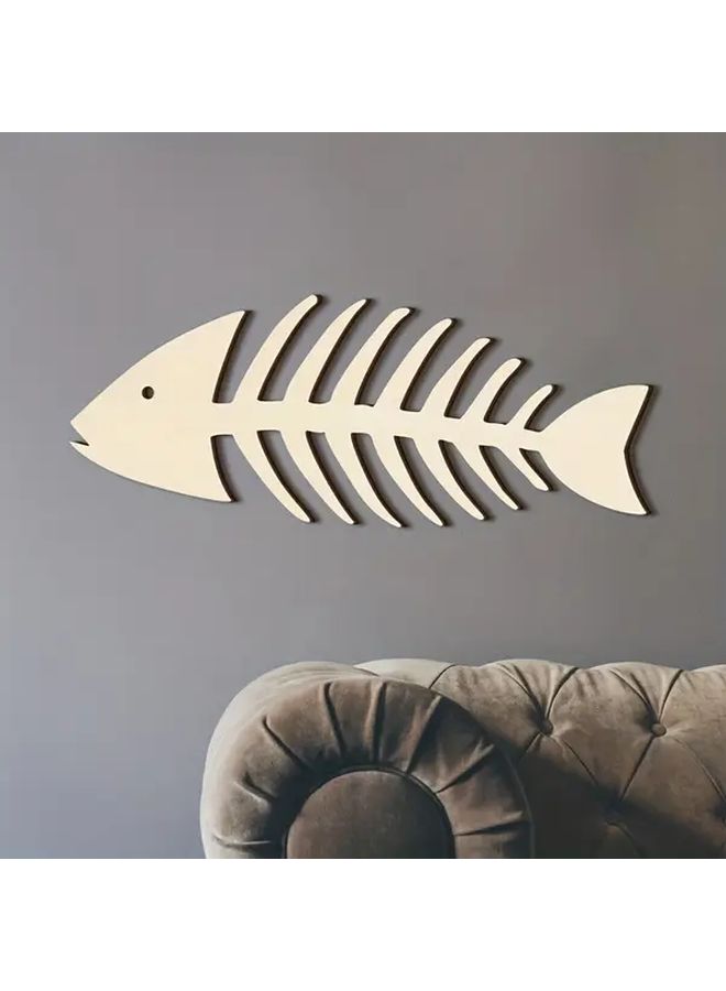 Minimalist Fishbone Ocean Plaque 1pc Wooden Wall Decor Rustic Vintage Handicraft - Image 4