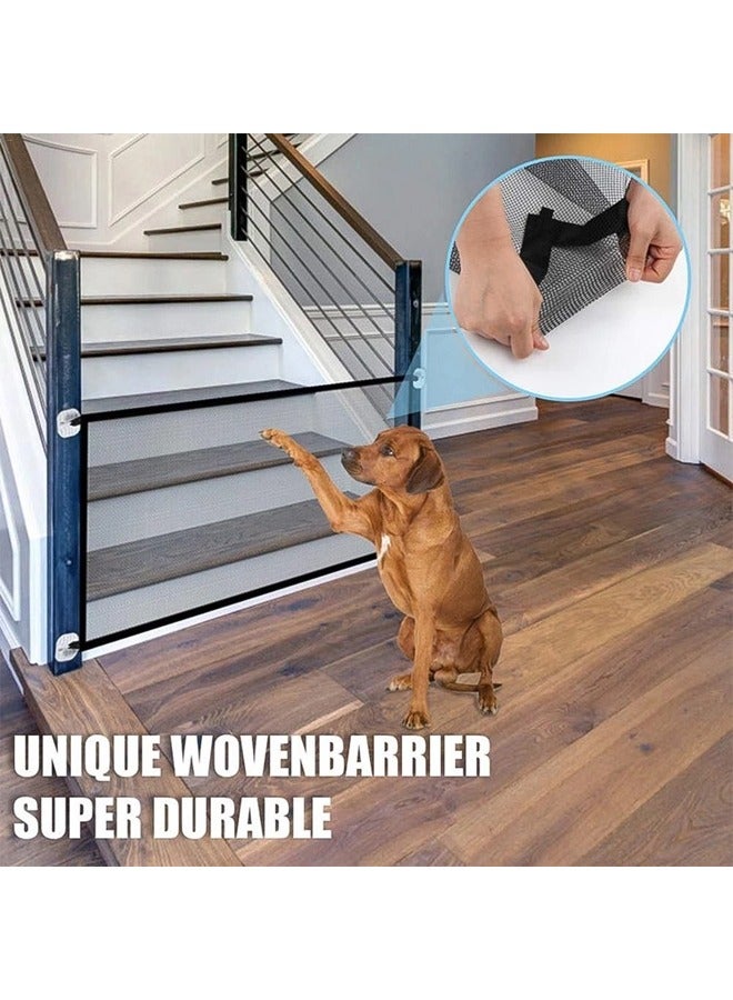 Portable Mesh Baby Gate Mesh Magic Pet Dog Gate for Stairs Doorways Hallways Easy-Install Child's Safety Gates Folding for Indoor and Outdoor Safety Gate Easy to Use Baby Gate for Stairway, Black - Image 3