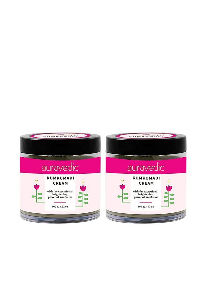Auravedic - Kumkumadi Tailam Face Cream With Kumkumadi Oil Kumkumadi Cream Pack Of 2 Each100Gms. Kumkumadi Face Cream For Women Men - Image 1