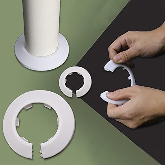 12 PCS RADIATOR PIPE COLLARS, PLASTIC RADIATOR PIPE COVERS PIPE COLLARS WALL FLANGE COVER PIPE DECORATION COVER WATER PIPE COVERS WHITE PIPE HOLE COLLARS PIPE COLLAR COVERS FOR 14-16 MM DIAMETER PIPE - Image 3