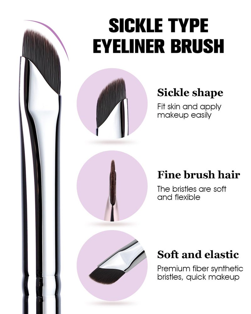 EIGSHOW Eyeliner Brush, EIGSHOW Sickle Angled Gel Eyeliner Makeup Brush for Precise Eye Liner, Eyebrow, Eyelid with Ultra Thin Vegan Bristles (E865 Purple) - Image 3