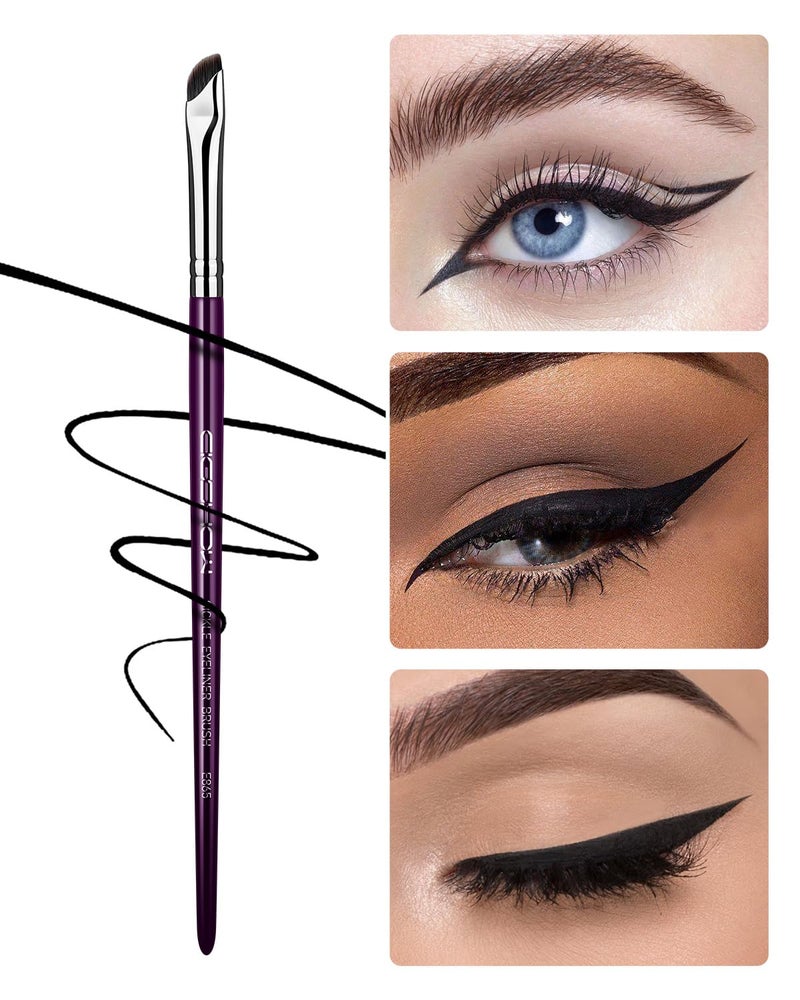 EIGSHOW Eyeliner Brush, EIGSHOW Sickle Angled Gel Eyeliner Makeup Brush for Precise Eye Liner, Eyebrow, Eyelid with Ultra Thin Vegan Bristles (E865 Purple) - Image 2
