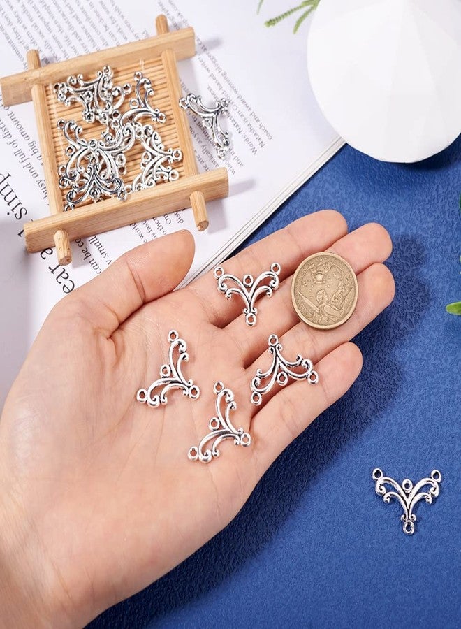 Mega Pet 20pcs Tibetan Silver Wave Chandelier Component Links Charm Pendant Connectors with 3 Holes for Dangle Earring Multi Strands Bracelet Necklace Jewelry Making - Image 4