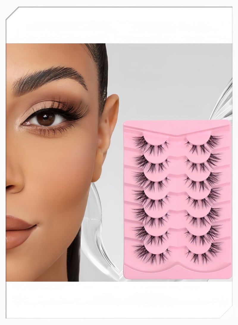 (7 أزواج) رموش صناعية فوضوية فوضوية رقيق، رموش صناعية مجعدة ناعمة، رموش صناعية قابلة لإعادة الاستخدام، رموش صناعية ذات حجم وسمك كبيرين للمكياج - Image 1