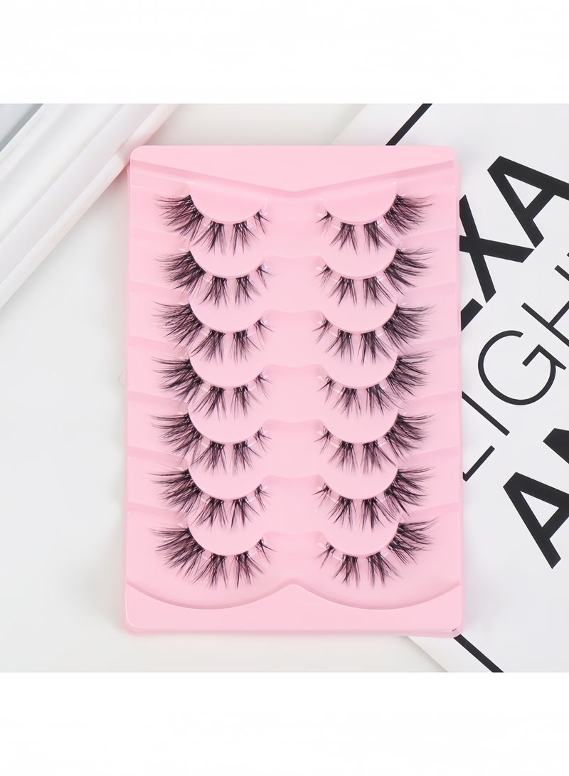 (7 أزواج) رموش صناعية فوضوية فوضوية رقيق، رموش صناعية مجعدة ناعمة، رموش صناعية قابلة لإعادة الاستخدام، رموش صناعية ذات حجم وسمك كبيرين للمكياج - Image 2