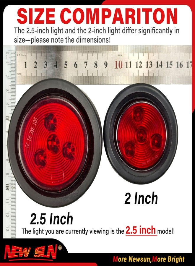 NEW SUN 2.5" LED Clearance Marker Lights for Trailer 4 Diodes Round LED Flush Mount Marker Lights 2 Amber+2 Red - Image 3