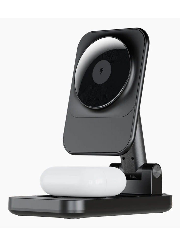 POWER WiWU M8 Power Air 4-in-1 Wireless Charger – 15W Fast Charging Station for iPhone, Apple Watch, AirPods & More (Black) - Image 2