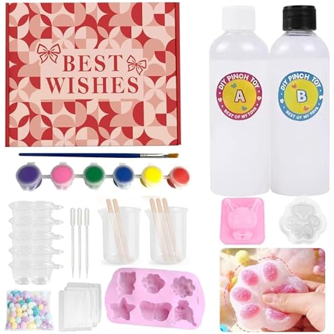 Jiofaviu DIY Squishy Making Kits - Taba Squishy Kit Cheap, Squishy Maker Kit - Squishy Gel, Fufu Squishy - Silicone Mold Making Kit, Flocking Powder for Taba Squishy, Molds Set Pack (200ML - 8Molds) - Image 1