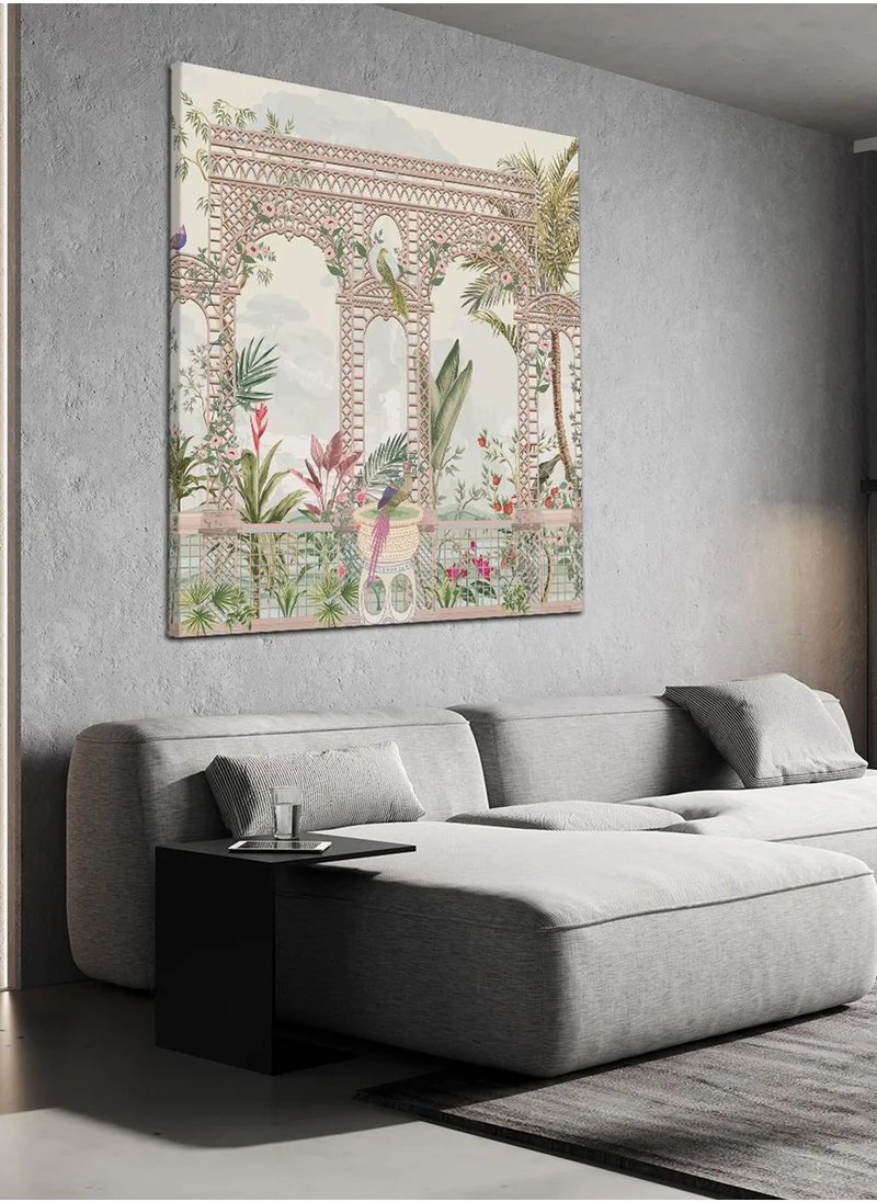 LOWHA Canvas Wall Art Stretched Over Wooden Frame with Arches Retro Style Art Pattern Painting