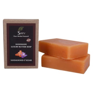 SVATV Handcrafted Soap With Natural, Soothing Herbs Of SANDALWOOD & KESAR (Saffron) For Men And Women - Exfoliating Bar, Traditional Ayurvedic Herbal Soap For All Skin Type - 125g X 2 = 250g - pzsku/Z23248FC86E73992B125DZ/45/_/1744137953/bc46d2ef-af31-42a2-8539-c9629ec96175