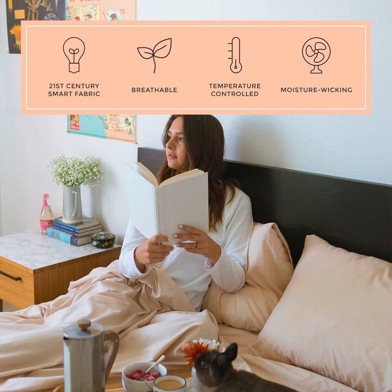 PeachSkinSheets PeachSkinSheets Almond Ivory Sheet Set - 1500tc Level of Softness - Extra Soft Cooling Sheets for Hot Sleepers and Night Sweats - Split Head King (36"" Split)  - Image 3