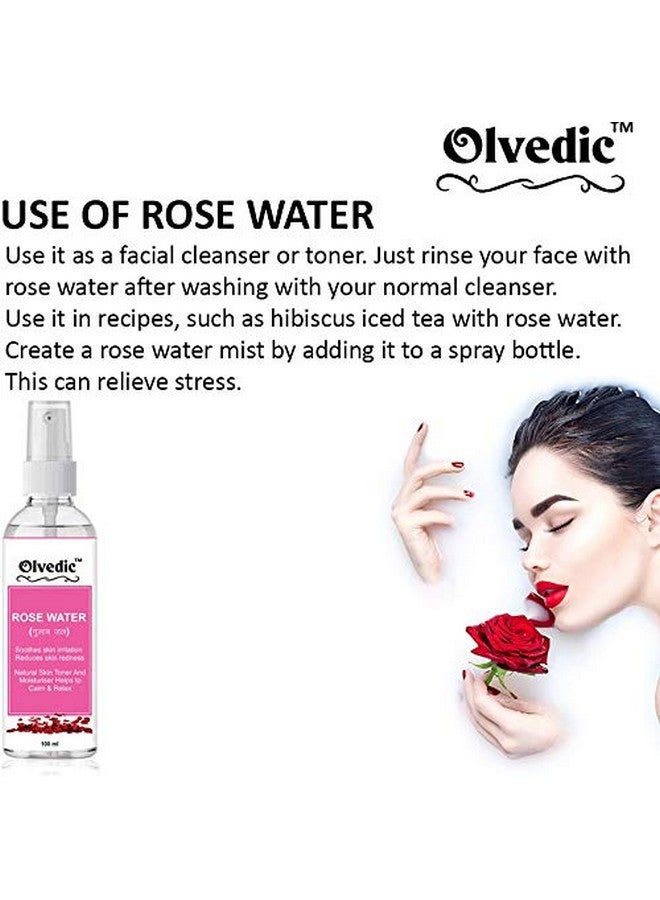 Olvedic Organic Rose Water and Glycerin- - For Toner, Cleanser, Nourishing & Refreshing Purposes-Pack of 2 (100 ml Each) - Image 2