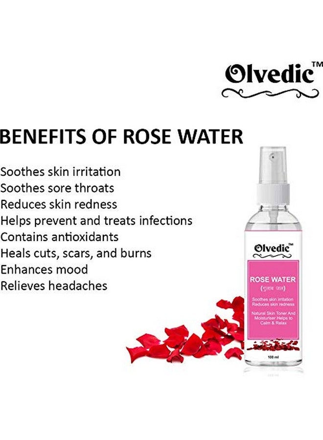 Olvedic Organic Rose Water and Glycerin- - For Toner, Cleanser, Nourishing & Refreshing Purposes-Pack of 2 (100 ml Each) - Image 4