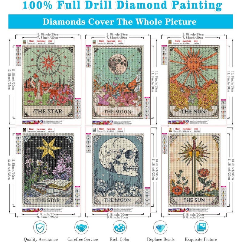 WUDWL Diamond Painting Kits for Adults - 6 Pack Sun and Moon DIY 5D Diamond Art Kits Full Drill Diamond Dots Paintings with Diamonds Gem Art and Crafts Home Decor 10 X 14 Inch - Image 5