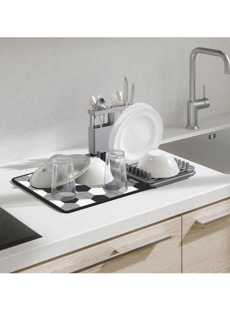 KASTWAVE Coffee Mat Coffee Bar Mat, Soft Microfibre Dish Drying Mat for Spills, Hide Stain Absorbent Rubber Backed Quick Drying Mat (40 * 50CM) - Image 5