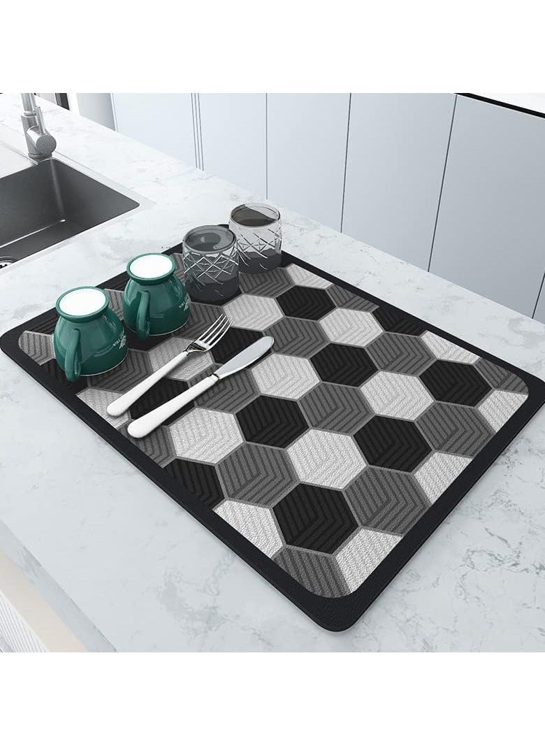 KASTWAVE Coffee Mat Coffee Bar Mat, Soft Microfibre Dish Drying Mat for Spills, Hide Stain Absorbent Rubber Backed Quick Drying Mat (40 * 50CM) - Image 1