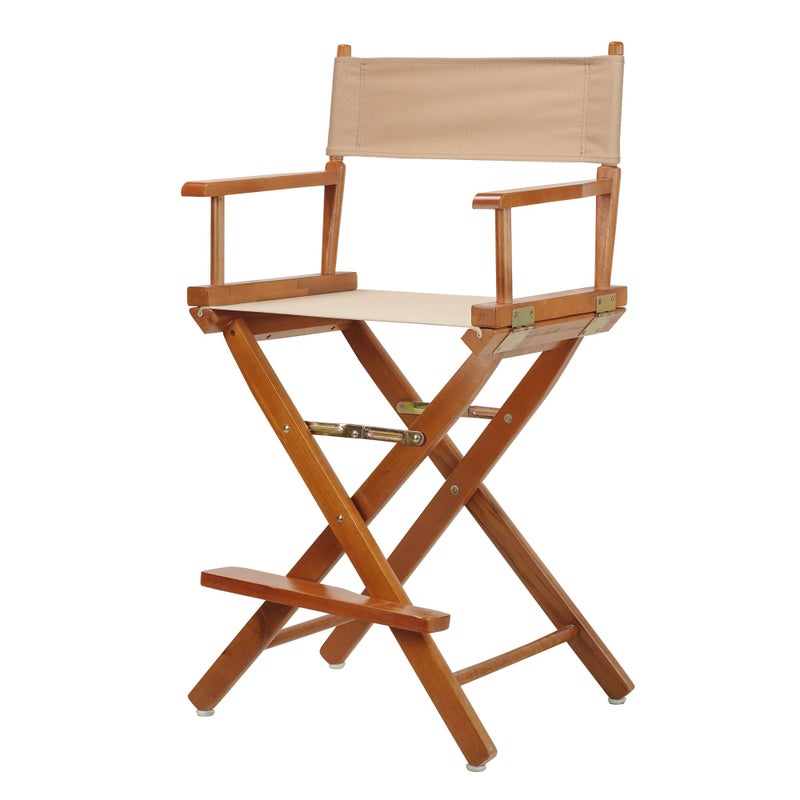 Casual Home 24 Directors Chair Honey Oak Framewith Tan Canvas Counter Height