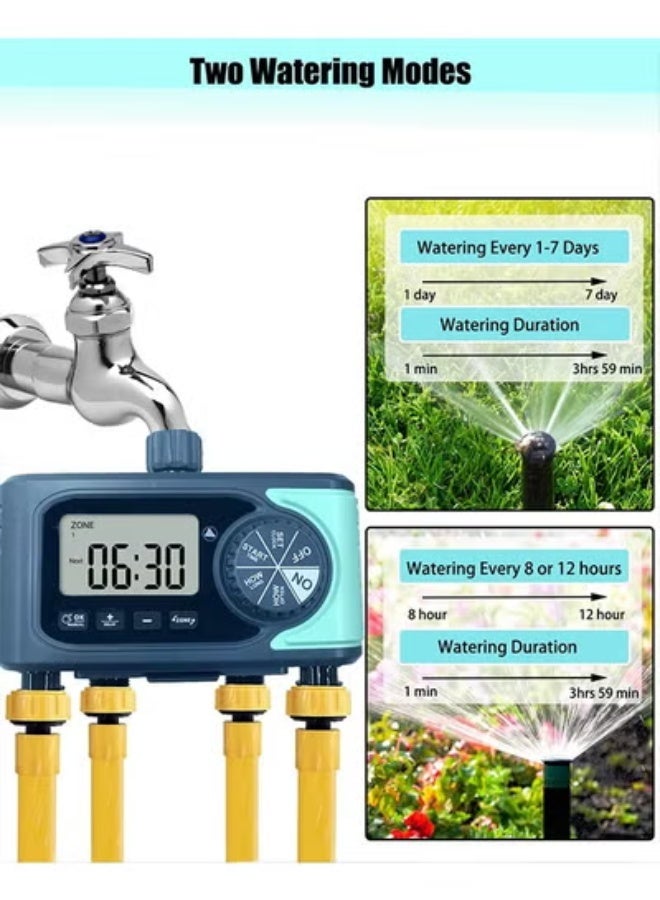 مؤقت مياه بـ 4 مناطق لخرطوم الحديقة - مؤقتات خرطوم بـ 4 منافذ للري مع تأخير المطر/نظام التحكم اليدوي/التلقائي في الري - Image 5