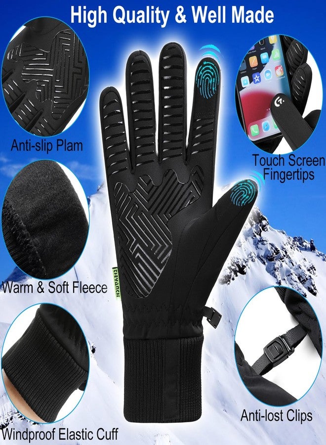 weiatas Winter Gloves for Men Women Waterproof, Warm Touch Screen Snow Gloves for Cycling Driving Hiking Running Skiing Working, Windproof Cold Weather Thermal Gloves (Black, Large) - Image 2