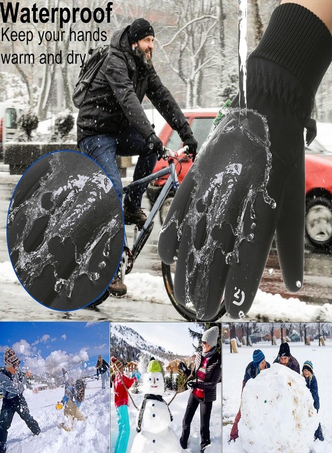 weiatas Winter Gloves for Men Women Waterproof, Warm Touch Screen Snow Gloves for Cycling Driving Hiking Running Skiing Working, Windproof Cold Weather Thermal Gloves (Black, Large) - Image 4