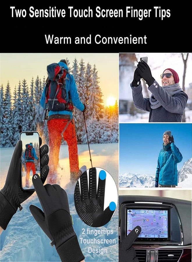weiatas Winter Gloves for Men Women Waterproof, Warm Touch Screen Snow Gloves for Cycling Driving Hiking Running Skiing Working, Windproof Cold Weather Thermal Gloves (Black, Large) - Image 3