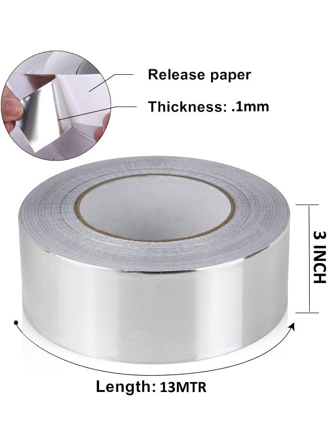 Biella Aluminium Foil Adhesive Tape - Seal, Insulate, And Protect With Ease Ideal For Roof Leaks, Surface Cracks, Window Gaps, Pipes, Boats Sealing, And More (3 Inch, 1Pcs) - Image 3