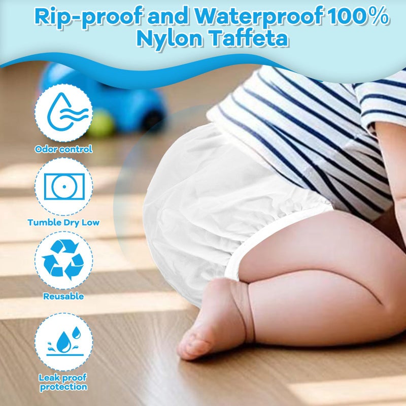 Dappi Reusable Waterproof 100% Nylon Taffeta Diaper Pants for Potty Training & Swimming, Leak-Proof & Rip-Proof, Medium (Fits 20-25 lbs), 4 Counts - Image 2