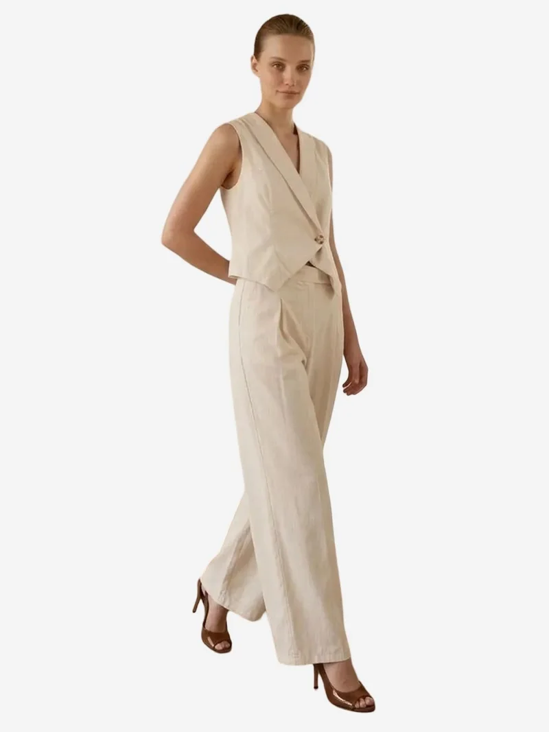 ماي فاشن MY FASHION Sleeveless Vest and Wide-Leg Trousers Set